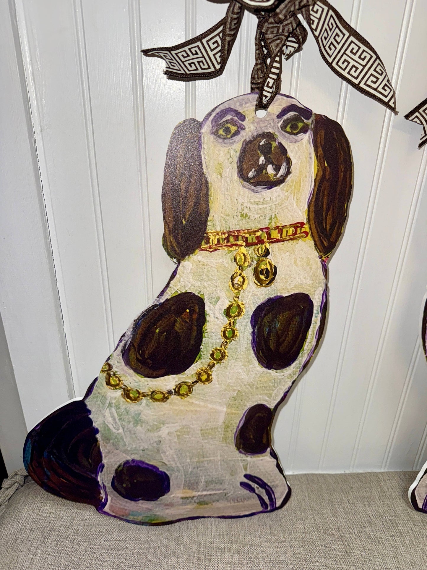 Pair of Designer Staffie Dog Door Hangers 