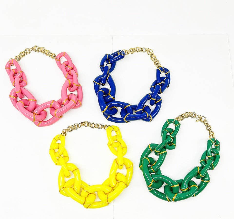 Parker Kennedy - Jewelry Collection - "The Michelle"-  Bamboo Link Necklace  - Green