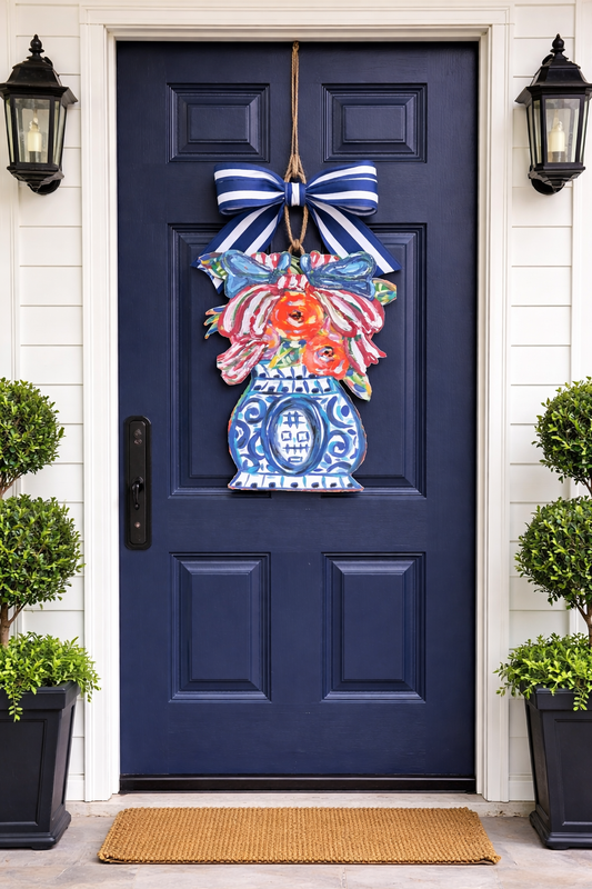 Designer Patriotic Florals in Ginger Jar Door Hanger