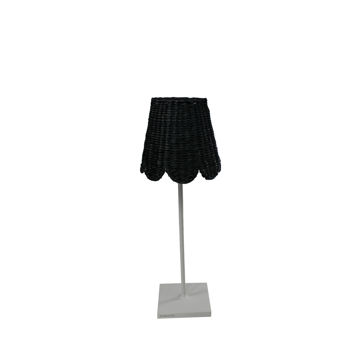 Small Scalloped Black Seagrass Shade for Cordless Table Lamp