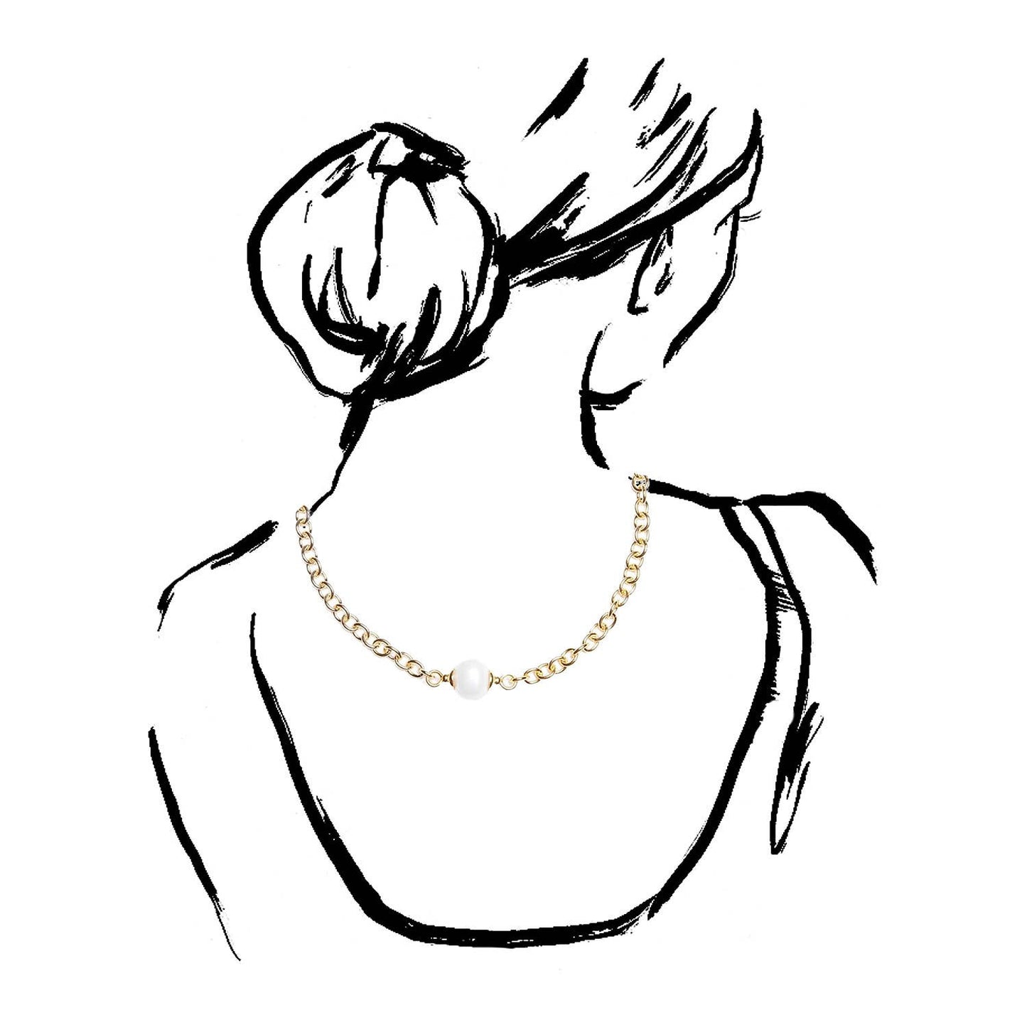 Essential Pebble Pearl Necklace-16"