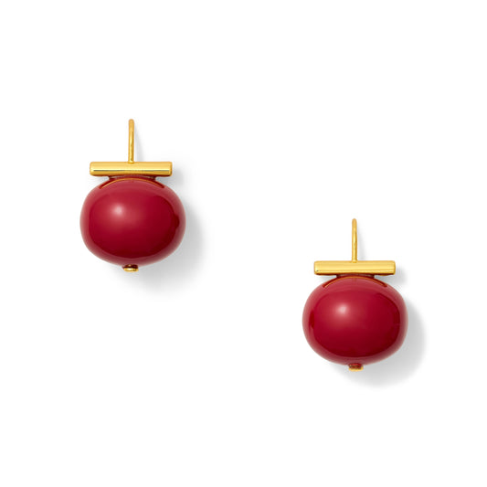 Statement Making Claret Pebble Pearl Earrings