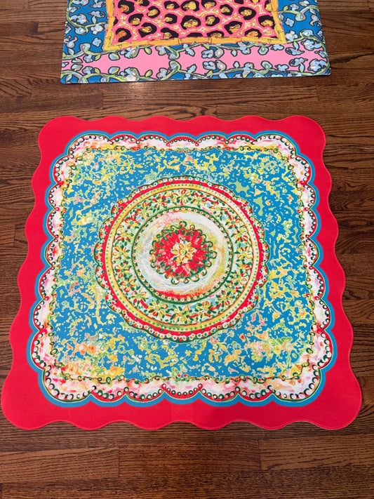 LARGE Designer Scalloped Border Chi Chi Mahjong Mat