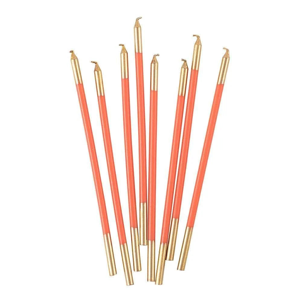 Pack of 16 Birthday Slim Candles in Orange/Gold