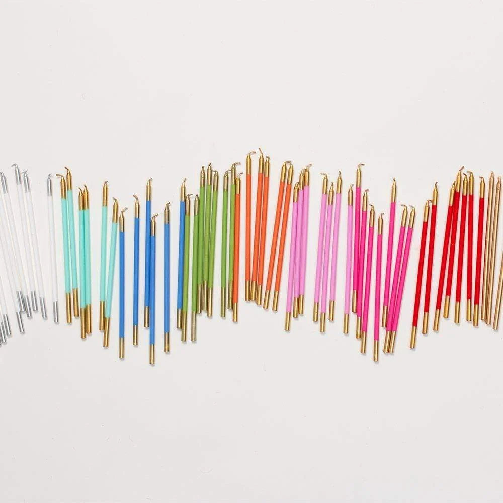 Pack of 16 Birthday Slim Candles in Orange/Gold