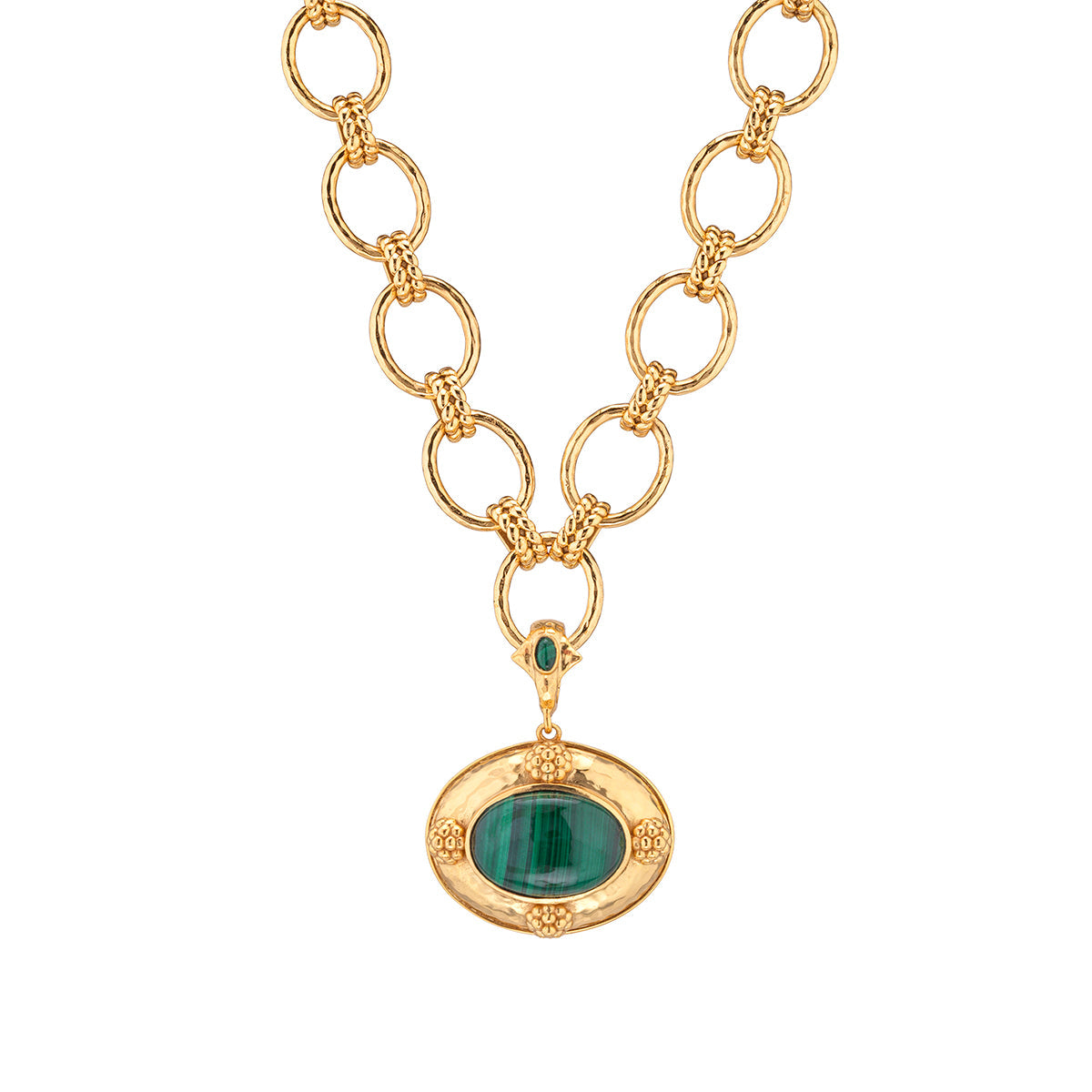 Cleopatra Removeable Pendant Necklace, 16"+2" - Malachite