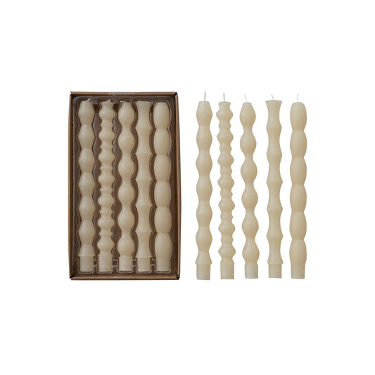 Unscented Taper Candles in Box, Cream Color, Set of 5