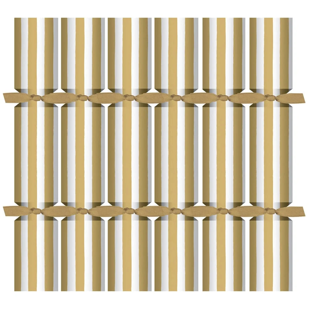 Gold/White Stripe 7-Inch Mini Party Crackers - Box of 12