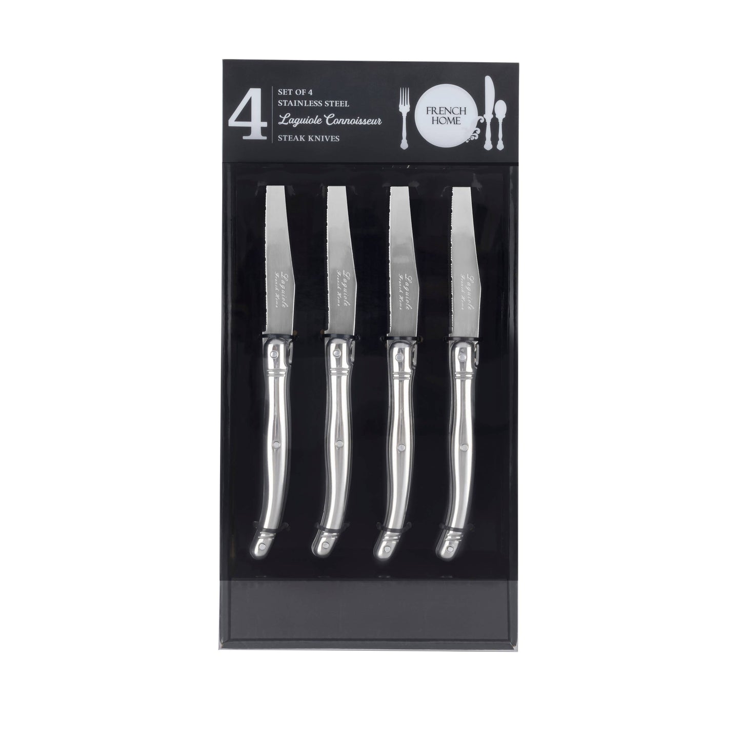 French Home - Laguiole Connoisseur 4-Piece Stainless-Steel Steak Knife Set