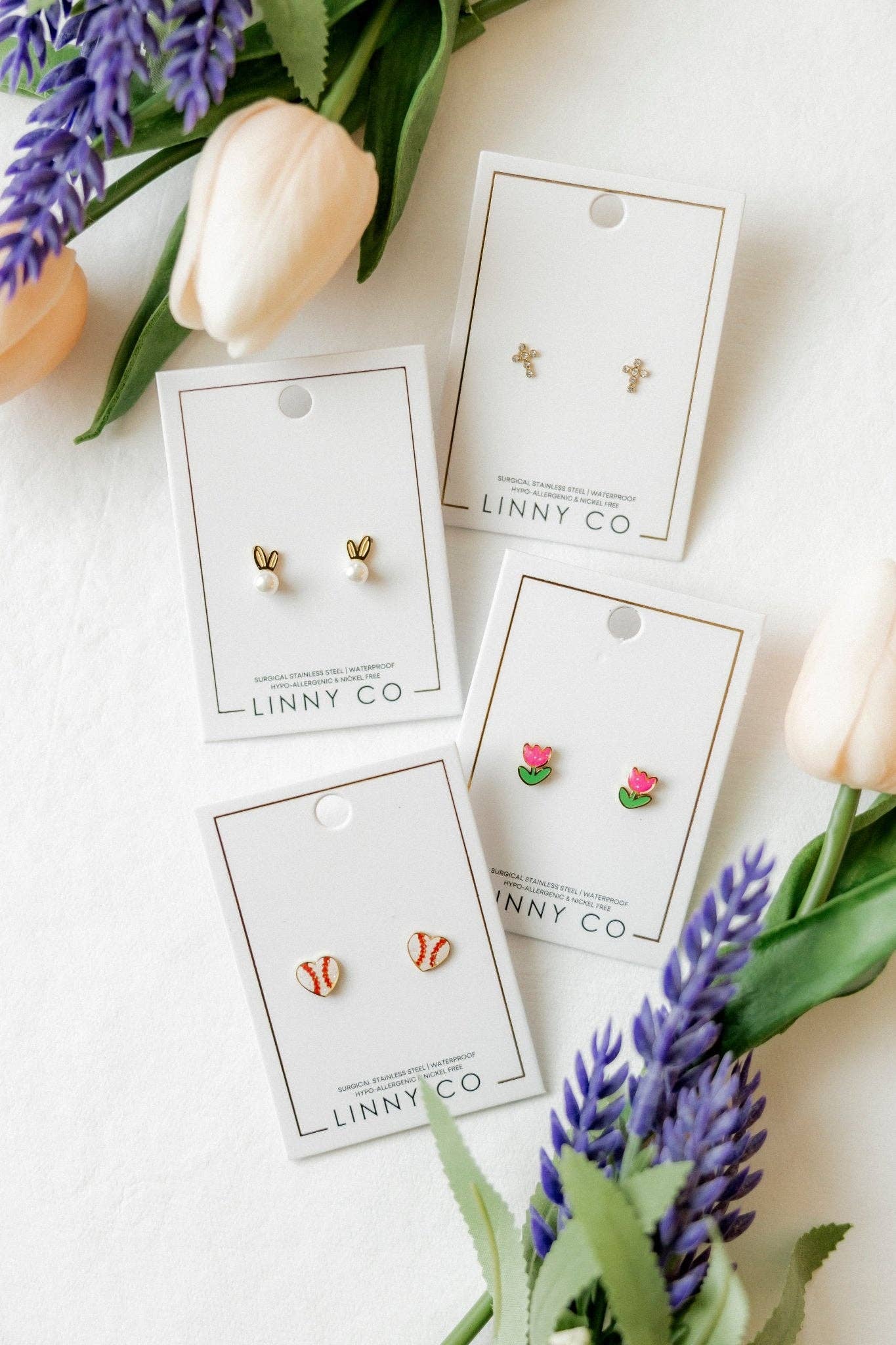 LINNY CO - Screwback Stud Earrings - Heidi Pearl Bunny