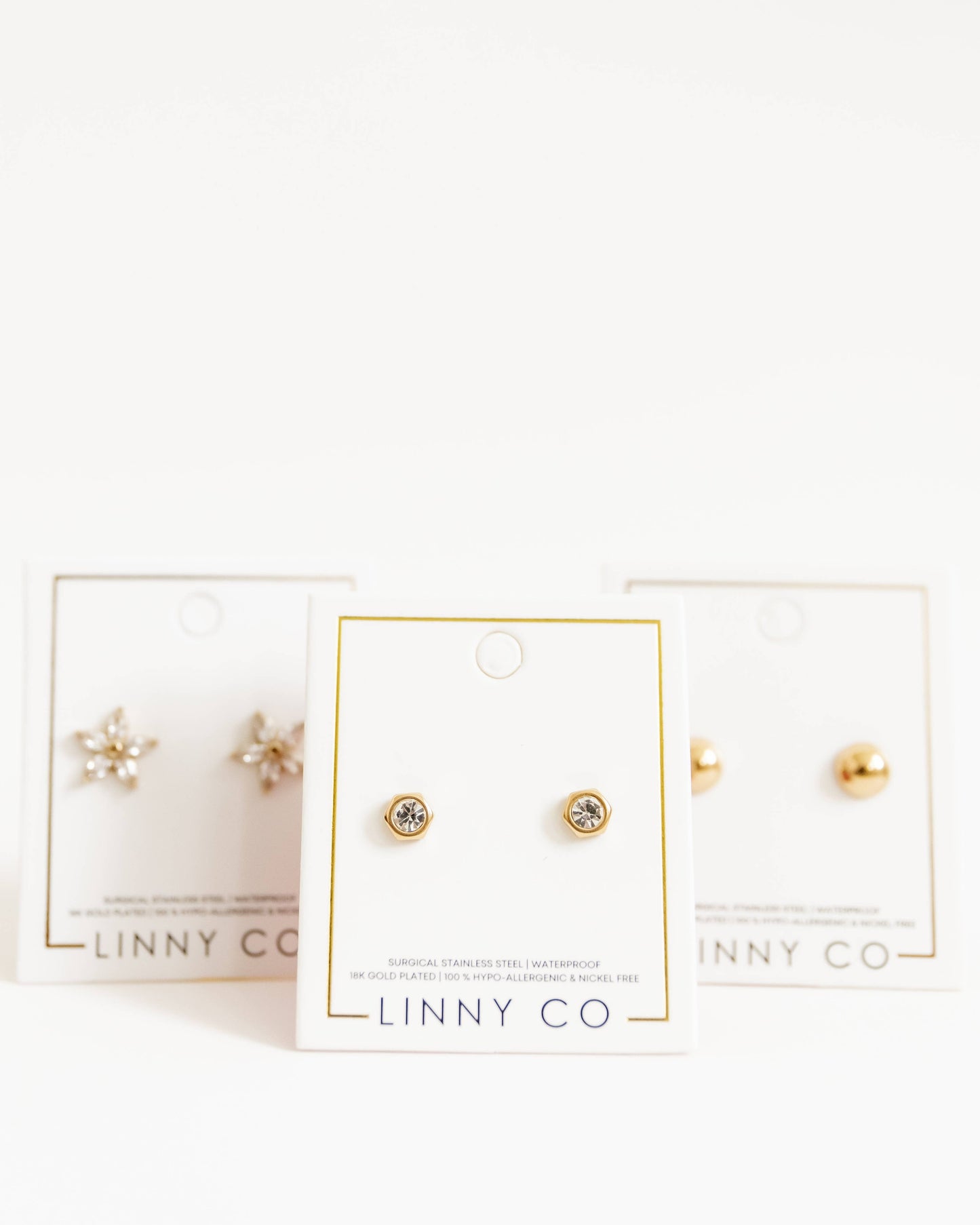 LINNY CO - Screwback Stud Earrings - Addison - Clear