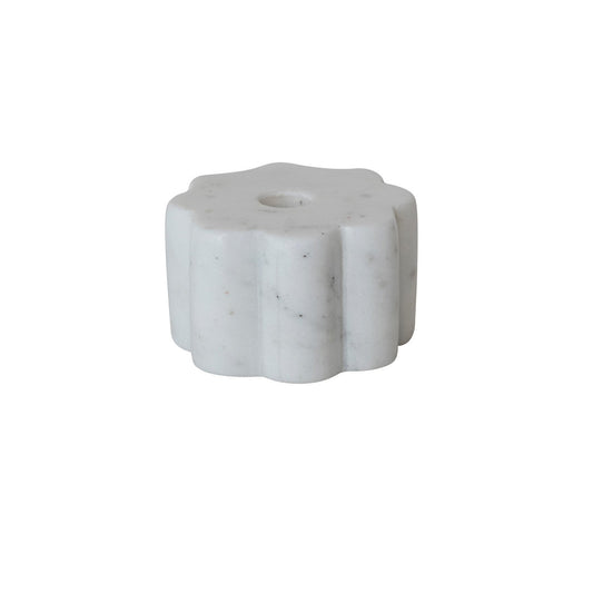 Marble Scalloped Taper Holder, White (Holds 1/2" Taper)