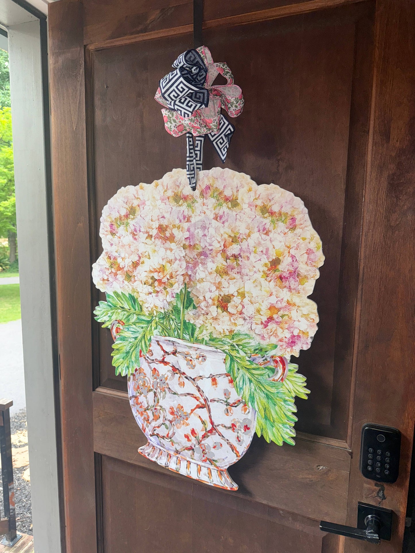 Mid Mod Design LLC - LARGE Designer Hydrangeas Ginger Jar Door Hanger