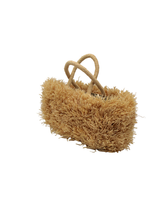 Calypso Pompom Pouf Crochet Straw Basket Handbag Purse