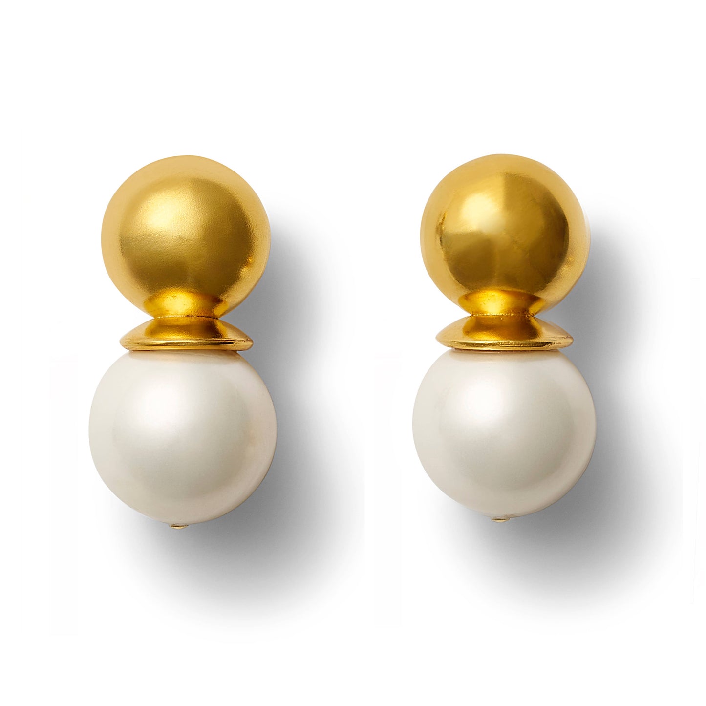 Gold Lady Earrings: White Mabe Mother of Pearl