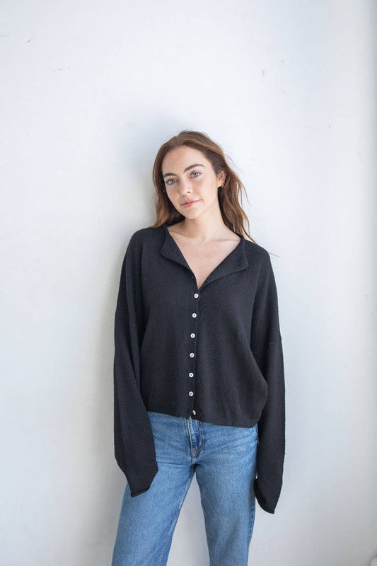 Things Between - Black Piper Cardigan: Black / Small