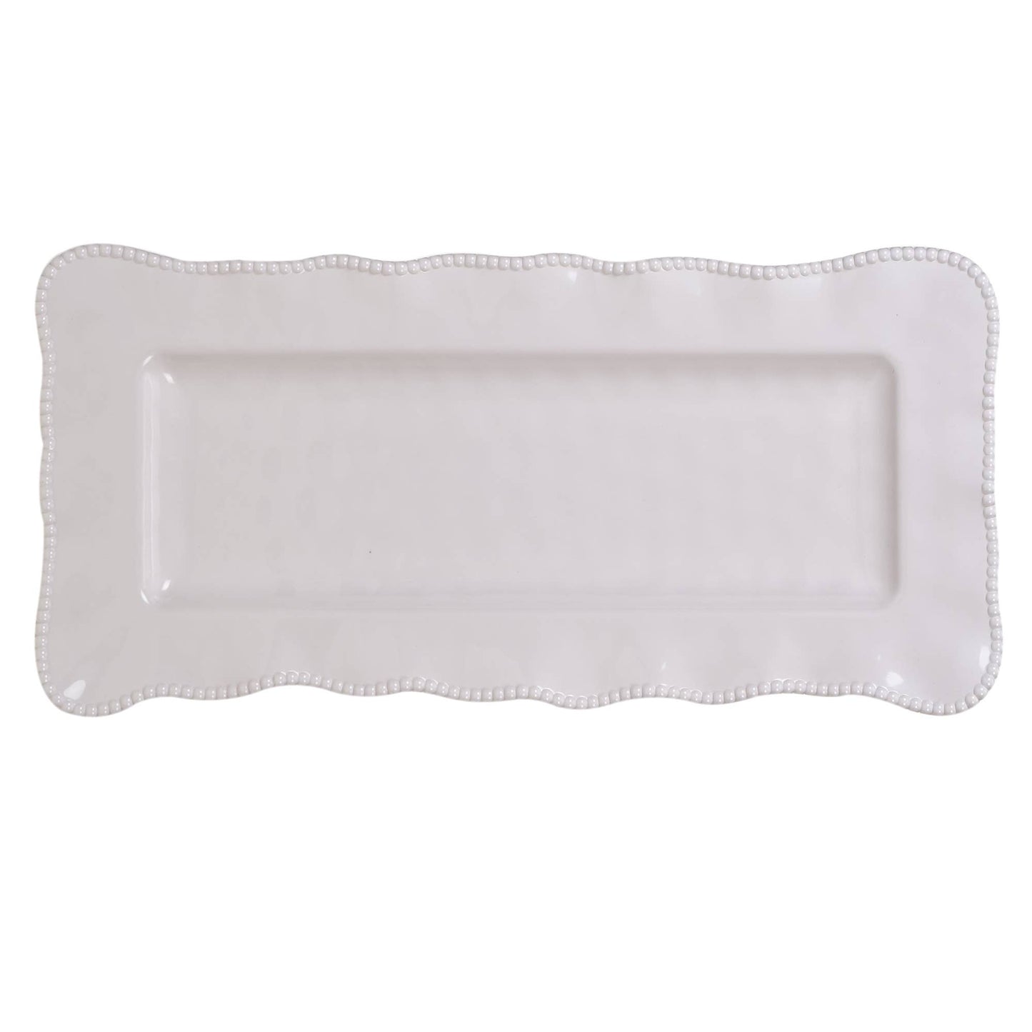 Certified International - Perlette Cream Melamine Rectangular Platter 19 in  x 9 in