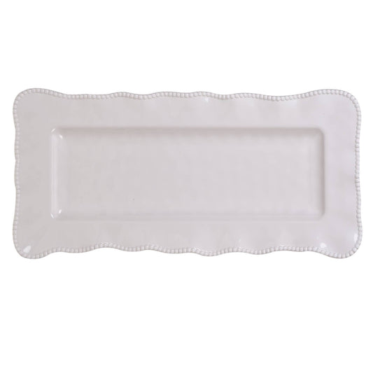 Certified International - Perlette Cream Melamine Rectangular Platter 19 in  x 9 in