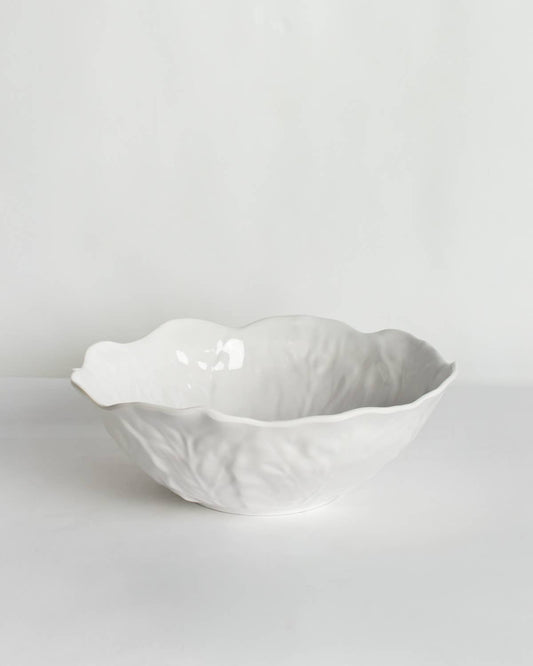 Cabbage Melamine Serving Bowl (White) 12.75x4.75
