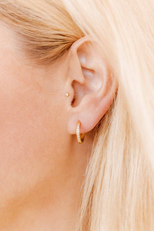 LINNY CO - Huggie Earrings - Scarlett Hoop Gold 12mm CZ