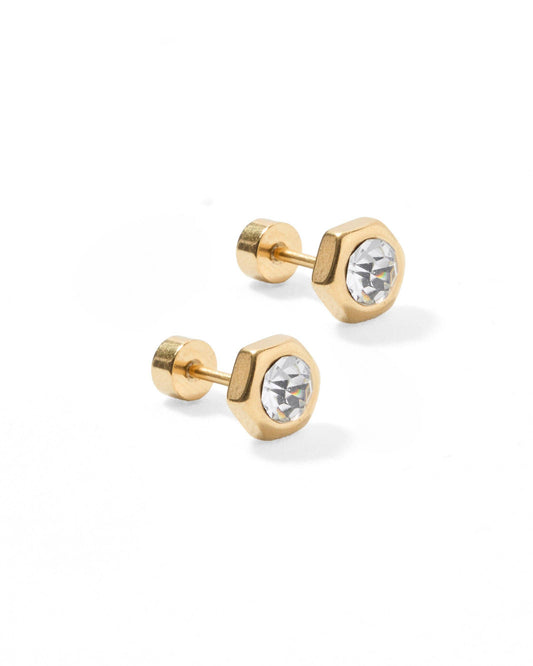 LINNY CO - Screwback Stud Earrings - Addison - Clear
