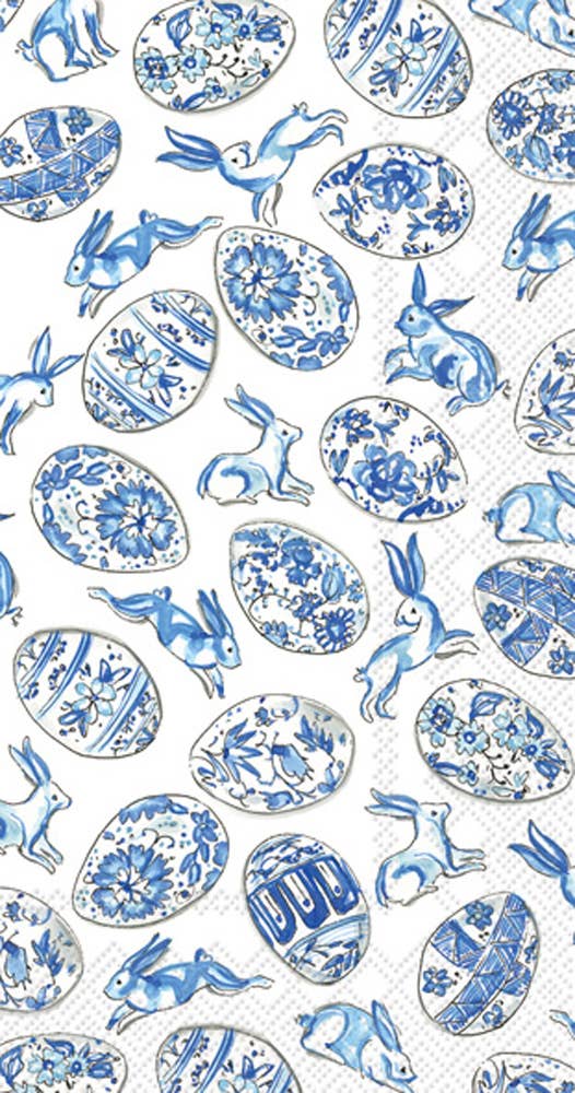 Boston International - Paper Guest Towels 16 ct Blue And White Eggs Easter