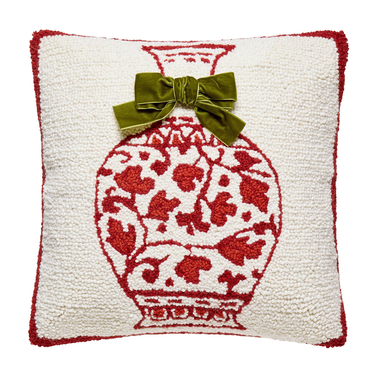 Chinoiserie Vase w/Real Bow Hook Pillow