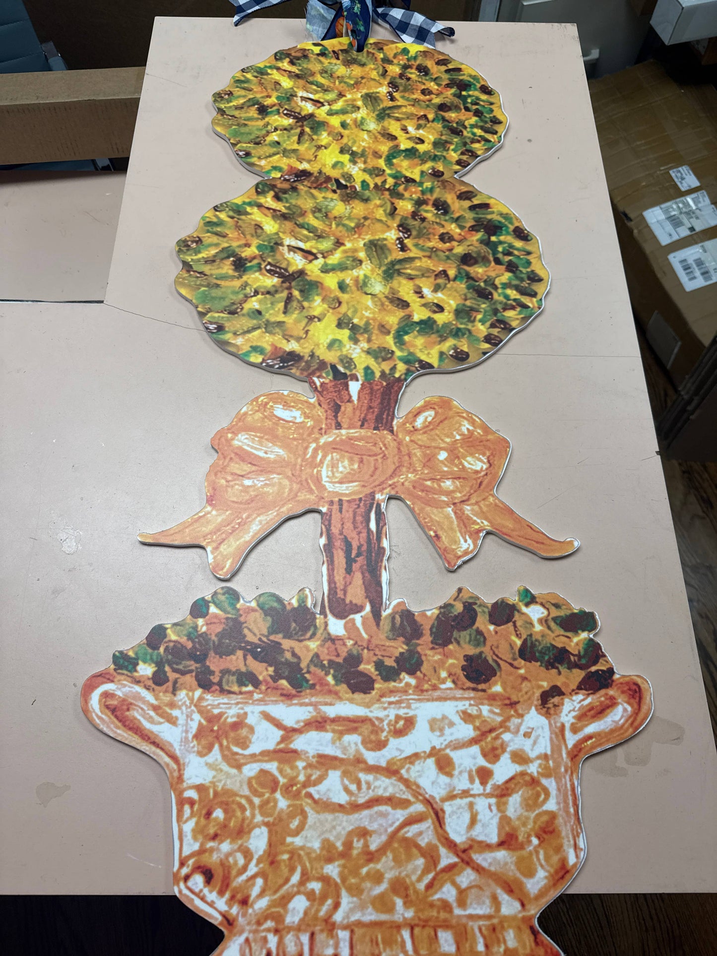 LARGE Designer Golden Hour Topiary Ginger Jar Door Hanger