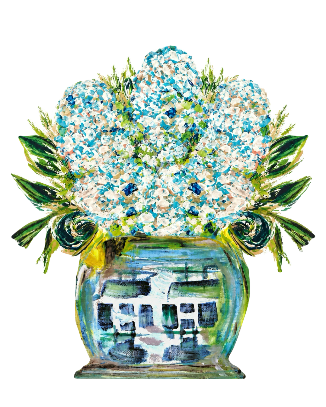 Mid Mod Design LLC - LARGE Designer Grand Millennial Hydrangeas Door Hanger