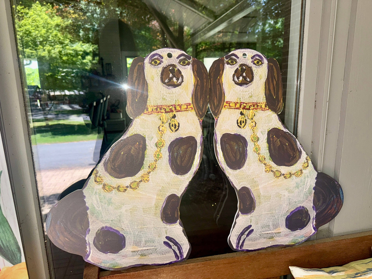 Pair of Designer Staffie Dog Door Hangers 