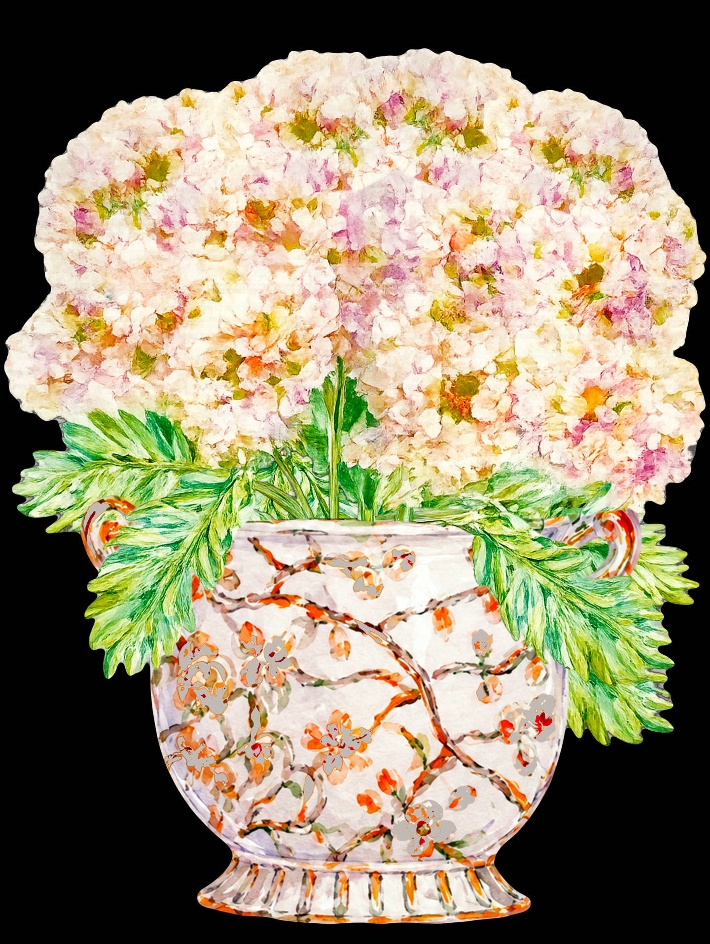 Mid Mod Design LLC - LARGE Designer Hydrangeas Ginger Jar Door Hanger