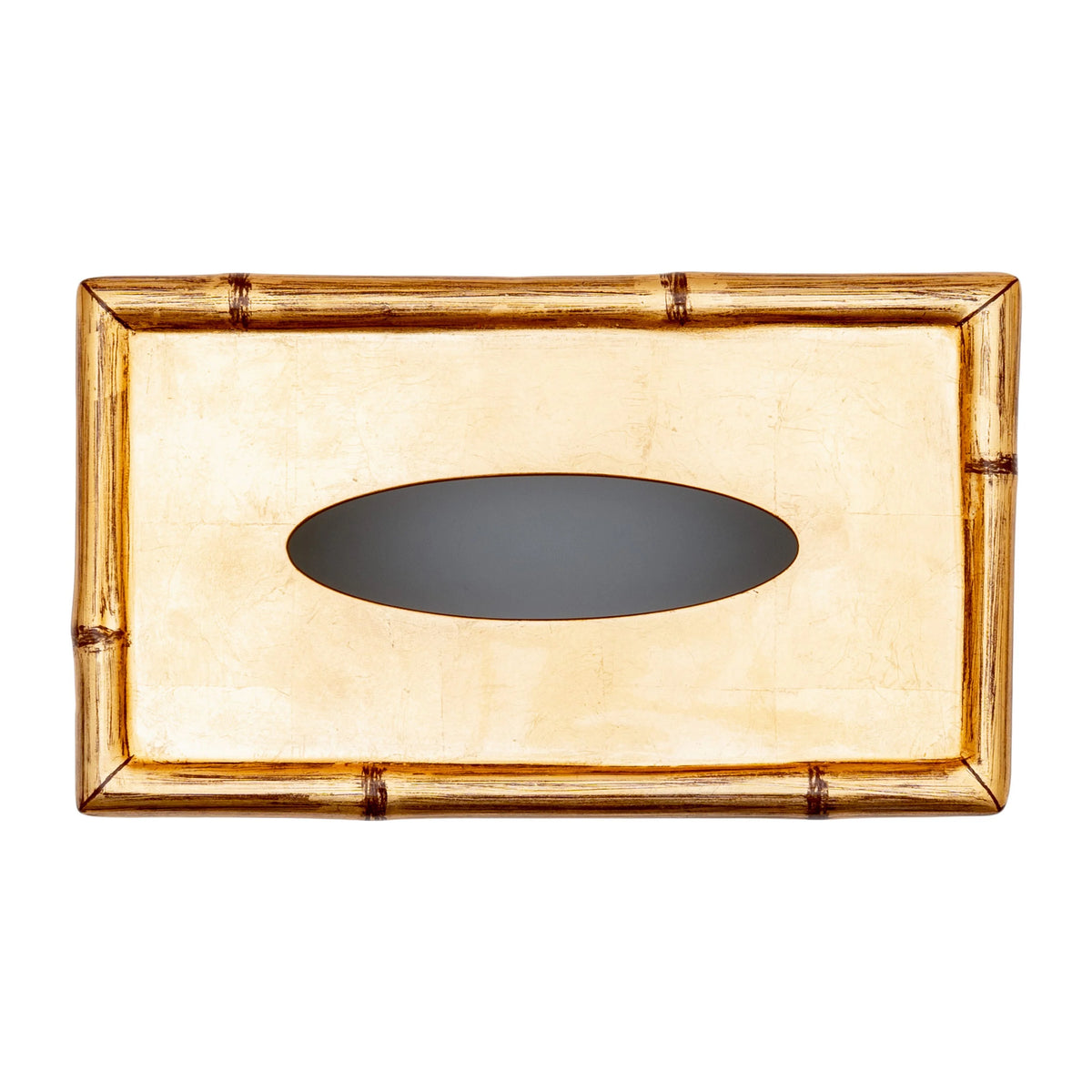 Gold Leaf Bamboo Rectangle Lacquer Tissue Box Cover