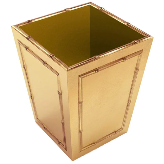 Gold Leaf Lacquer Wastebasket