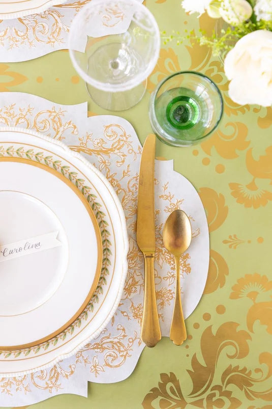 Light Green Damask Table Runner