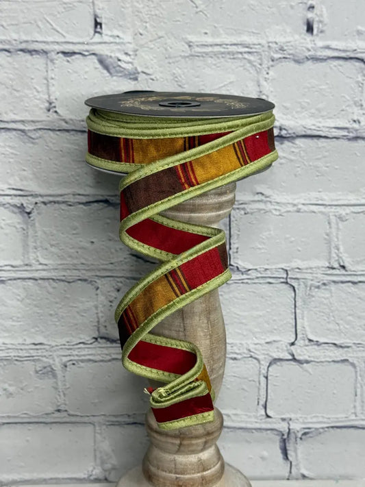 JME Dupion Autumn Rust Stripe Ribbon