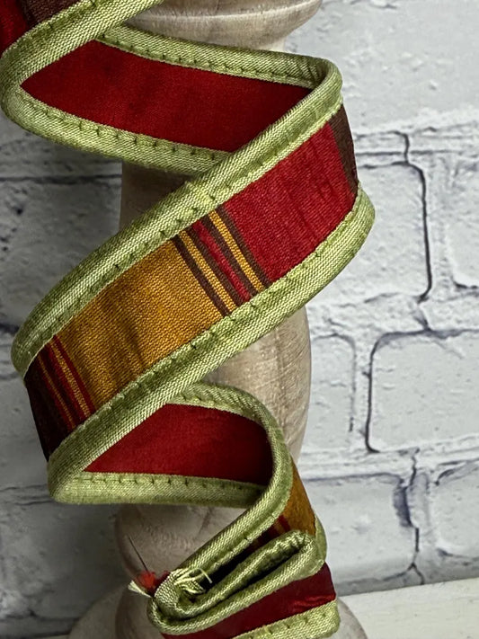 JME Dupion Autumn Rust Stripe Ribbon