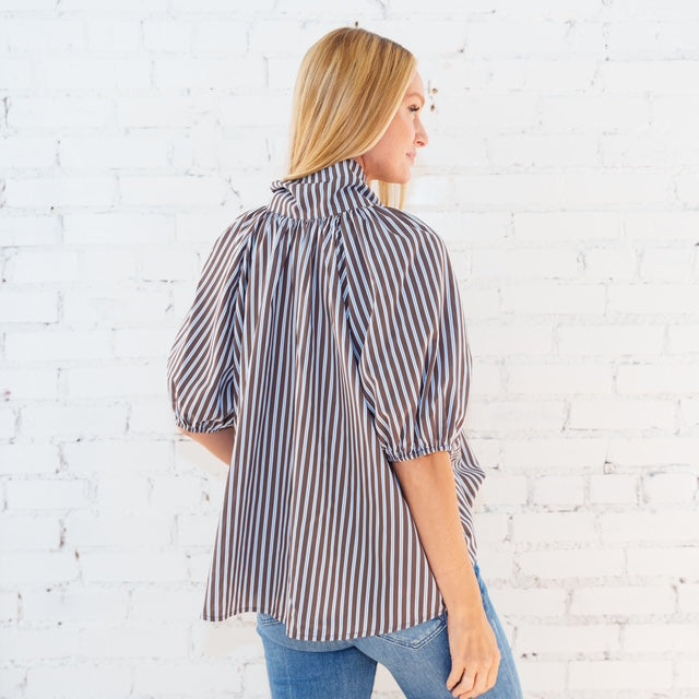 Ryan Bow Top in Cocoa Stripe
