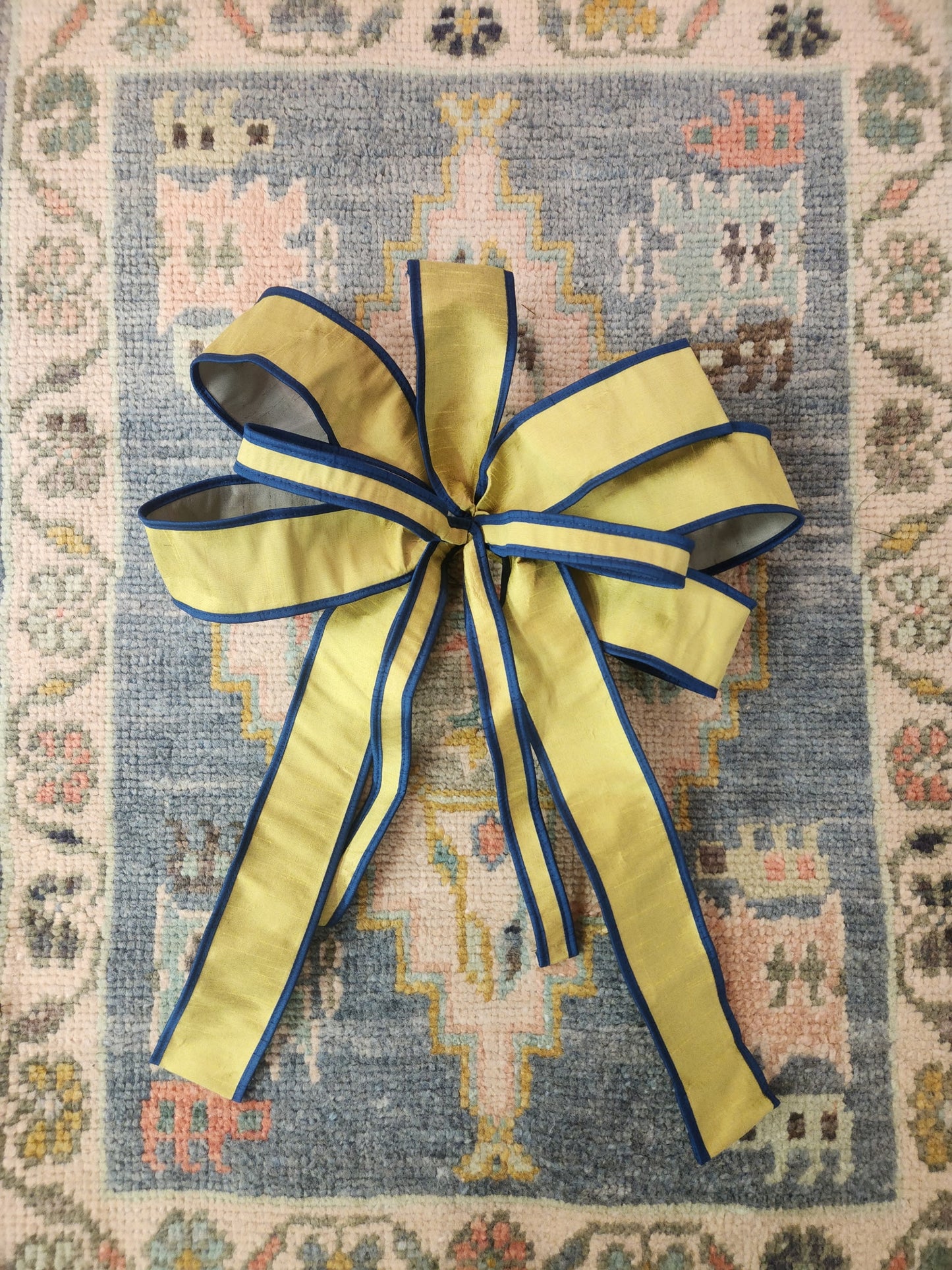 Custom Bow Moss Blue Ribbon