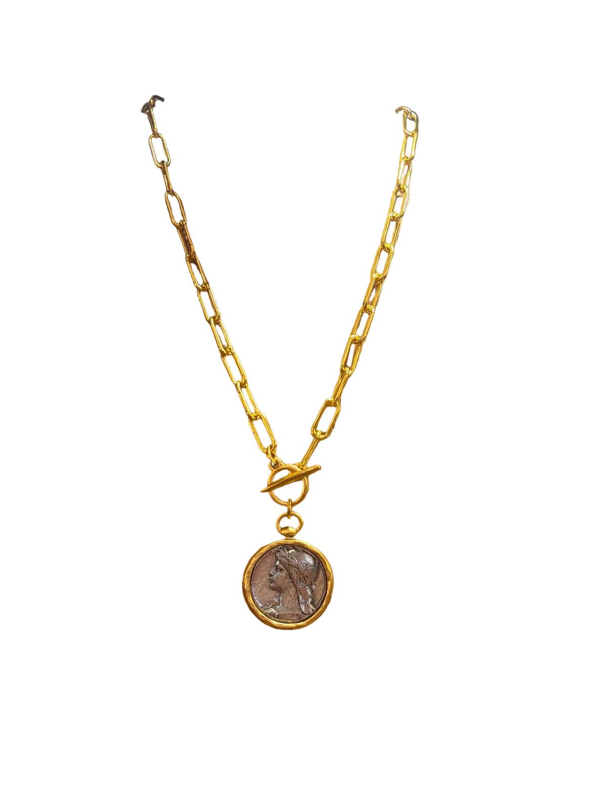 Silver Coin Gold Chain Necklace