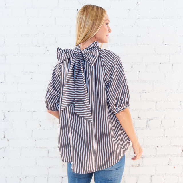 Ryan Bow Top in Cocoa Stripe