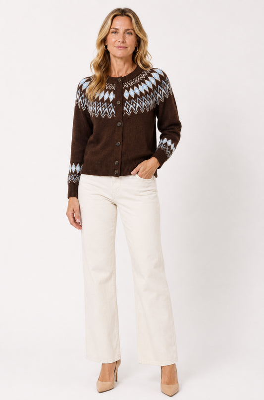 The Willa Fair Isle Cardigan | Cocoa Combo