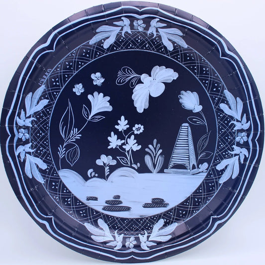 Pavilion Paper Dinner Plate in Navy & Sky Beachside
