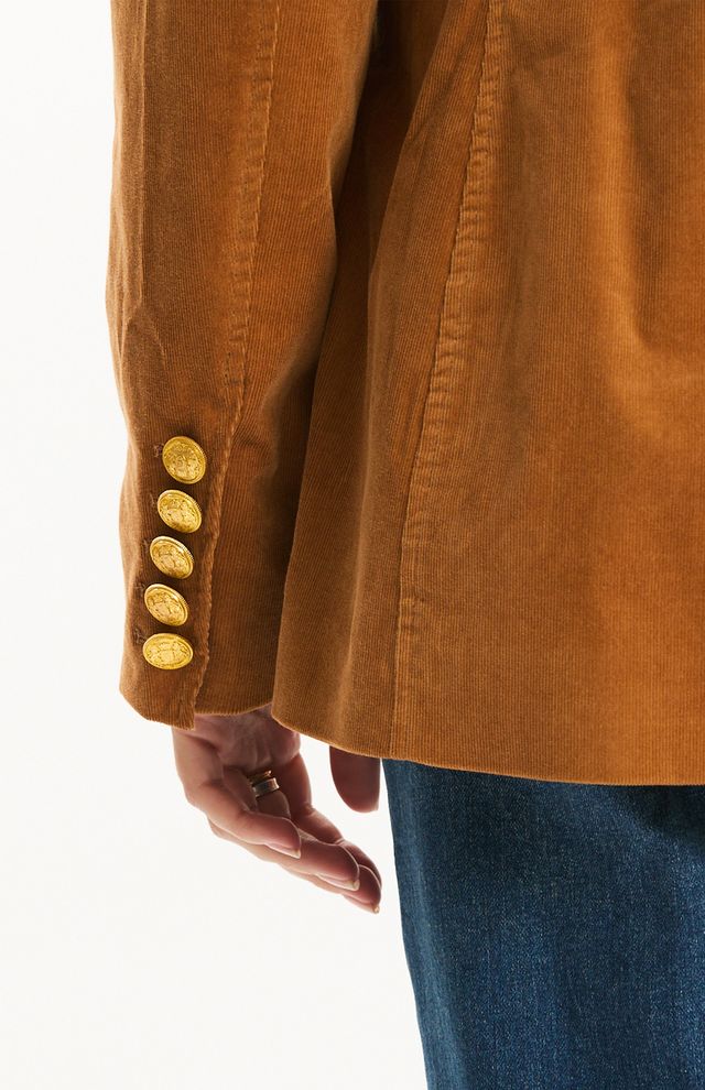 Goldie Corduroy Blazer-Leather Brown