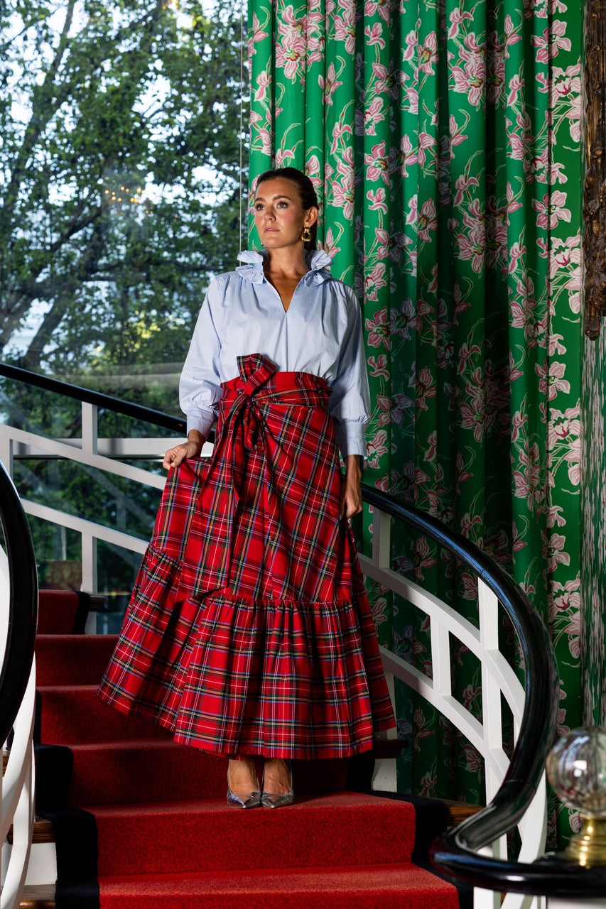 Red Tartan Brady Ruffle Wrap Skirt