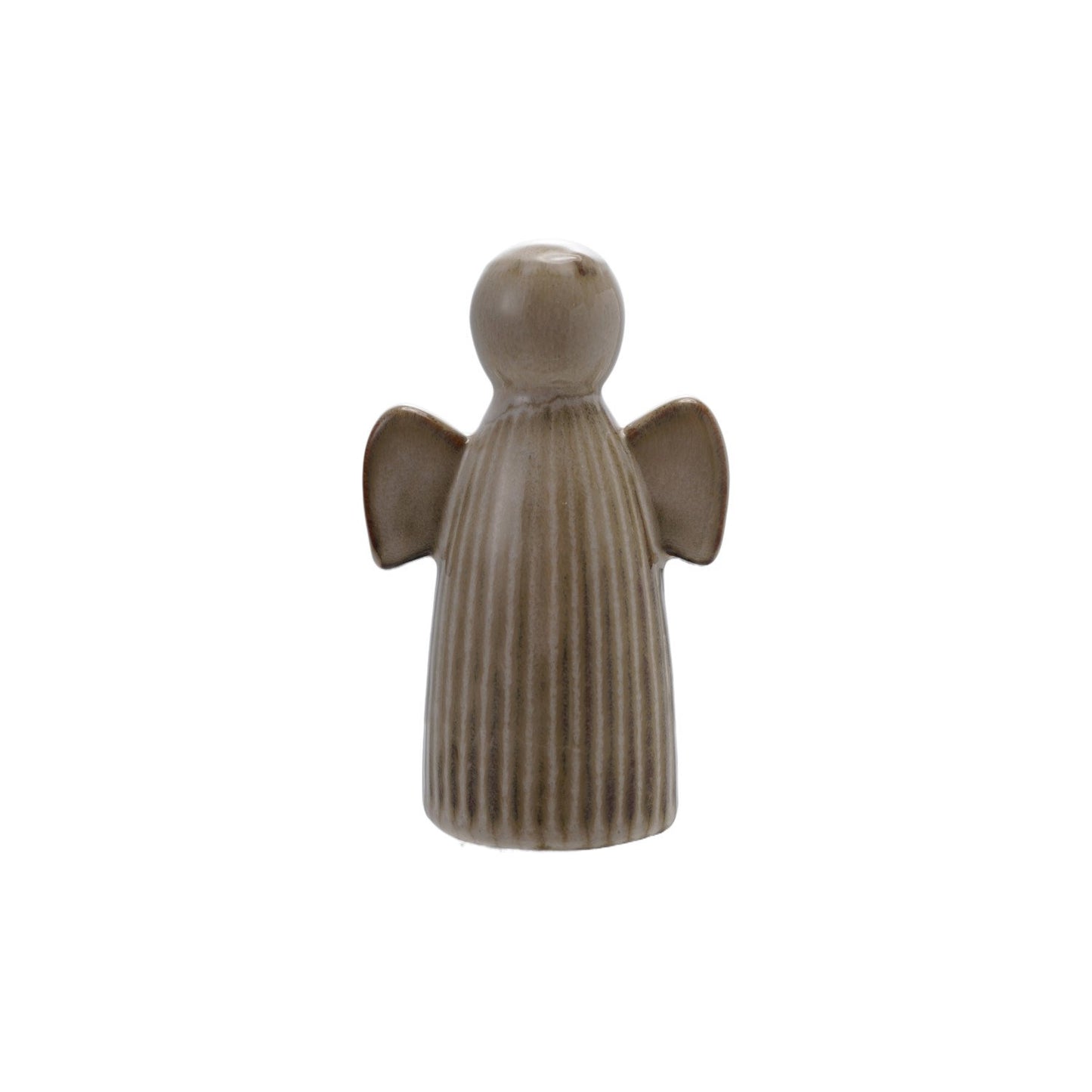 Stoneware Fluted Angel, Reactive Glaze, Tan Color (Each Will Vary)