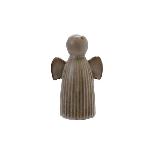 Stoneware Fluted Angel, Reactive Glaze, Tan Color (Each Will Vary)
