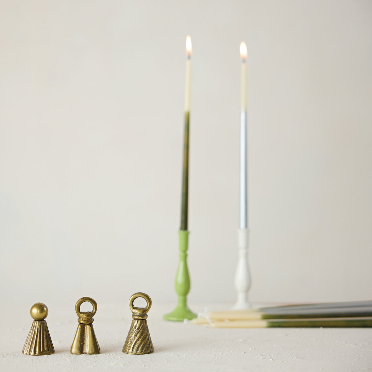 Cast Aluminum Bell Shaped Candle Snuffer, Antique Gold Finish
