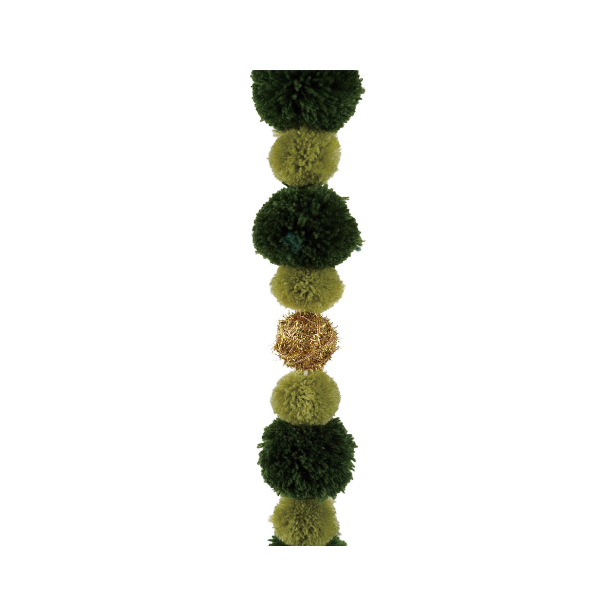Fabric Pom Pom Garland, Green & Gold Color